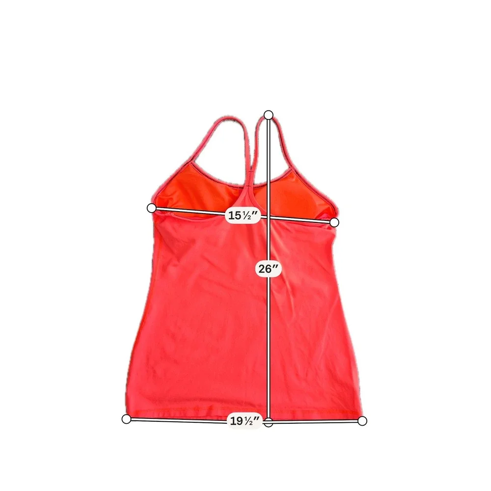 Lululemon Power Y Tank Top Neon Coral Orange Racerback Shelf Bra Womens Yoga 10
